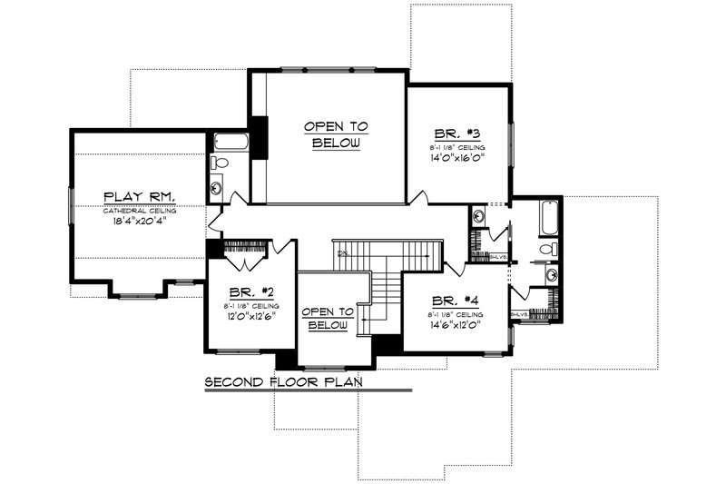 Dream House Plan - Floor Plan - Upper Floor for Craftsman House Plan #70-1291 - 4 bed, 3.5 bath