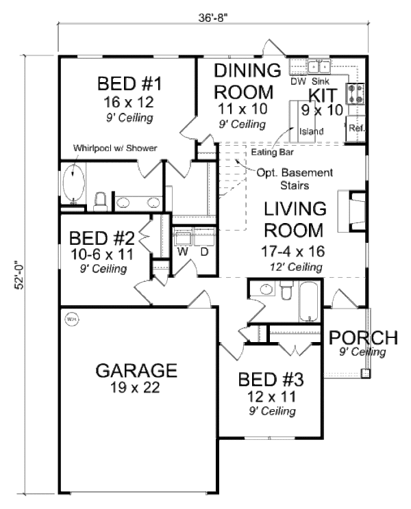 House Blueprint - Traditional Floor Plan - Main Floor Plan #513-10