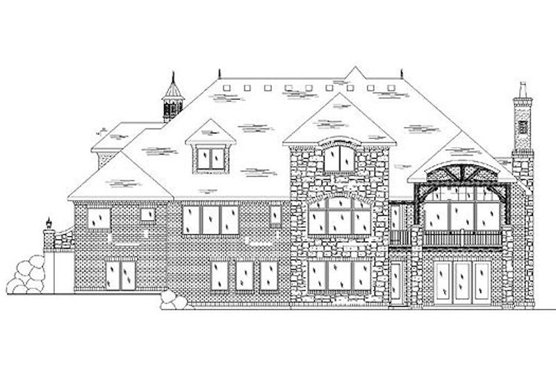 Home Plan - Exterior - Rear Elevation for European House Plan #5-421 - 6 bed, 5 bath