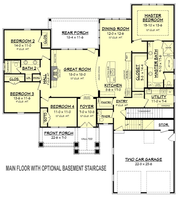 Home Plan - Optional Basement Stair Placement