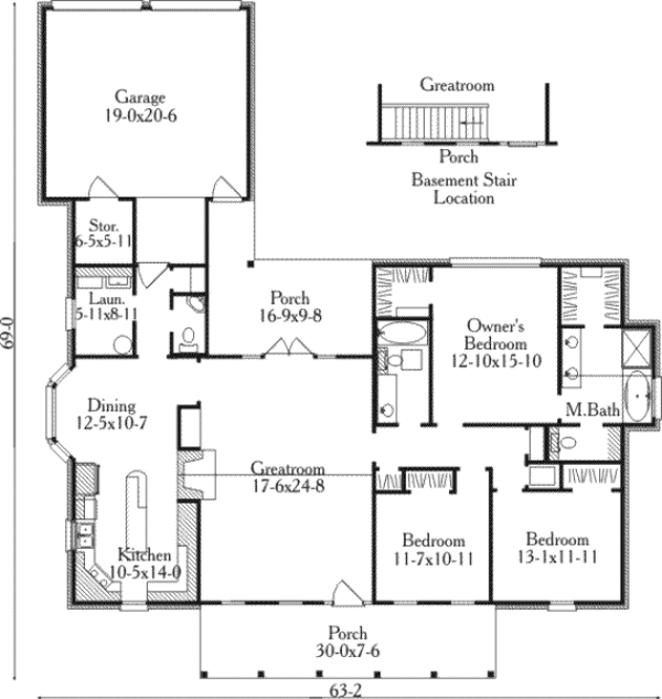 Country Floor Plan - Main Floor Plan #406-252