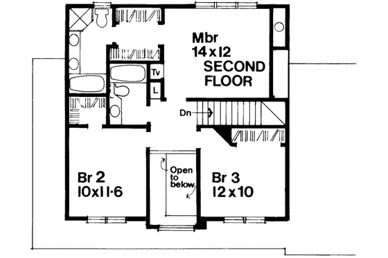 Floor Plan - Upper Floor for Country House Plan #300-101 - 3 bed, 2.5 bath