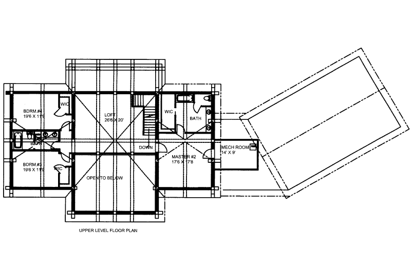 Dream House Plan - Floor Plan - Upper Floor for Log House Plan #117-605 - 4 bed, 3.5 bath