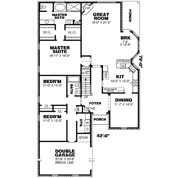 House Plan Design - Southern Floor Plan - Main Floor Plan #34-182