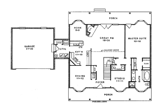 Floor Plan - Main Floor for Country House Plan #14-206 - 4 bed, 2.5 bath