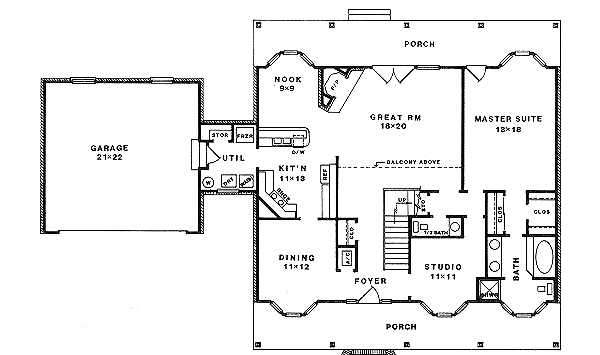 Home Plan - Country Floor Plan - Main Floor Plan #14-206