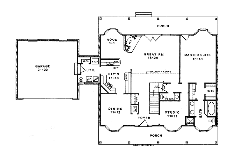 Home Plan - Floor Plan - Main Floor for Country House Plan #14-206 - 4 bed, 2.5 bath
