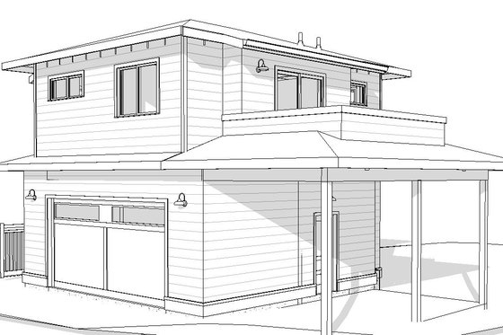 Exterior - Other Elevation 5 for Prairie House Plan #895-129 - 1 bed, 1 bath