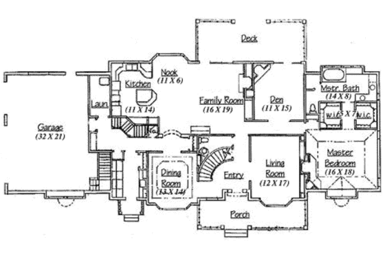 Floor Plan - Main Floor for European House Plan #5-227 - 6 bed, 3.5 bath