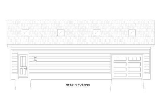 Exterior - Rear Elevation for Southern House Plan #932-777, 1 bath