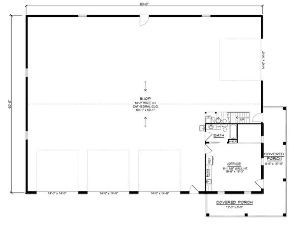 Dream House Plan - Floor Plan - Main Floor for Barndominium House Plan #1064-462, 1 bath