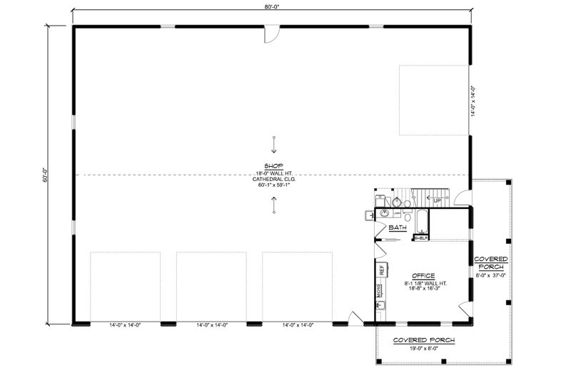 Dream House Plan - Floor Plan - Main Floor for Barndominium House Plan #1064-462, 1 bath