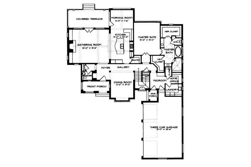 Architectural House Design - Floor Plan - Main Floor for European House Plan #413-815 - 4 bed, 3.5 bath