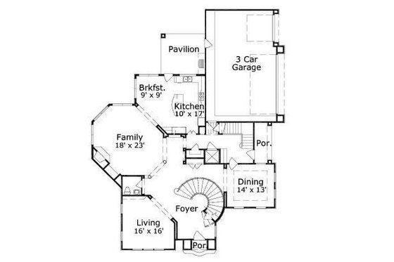 Floor Plan - Main Floor for Traditional House Plan #411-401 - 4 bed, 4.5 bath