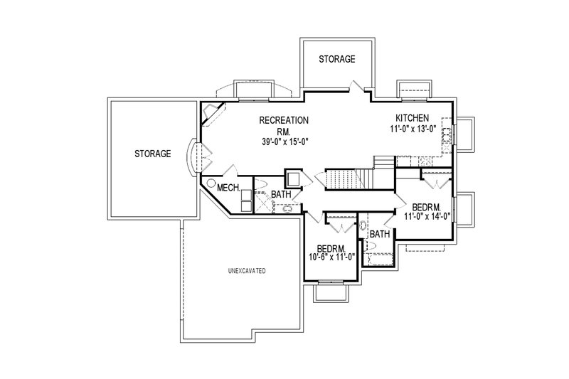 Architectural House Design - Floor Plan - Lower Floor for European House Plan #920-115 - 4 bed, 2.5 bath