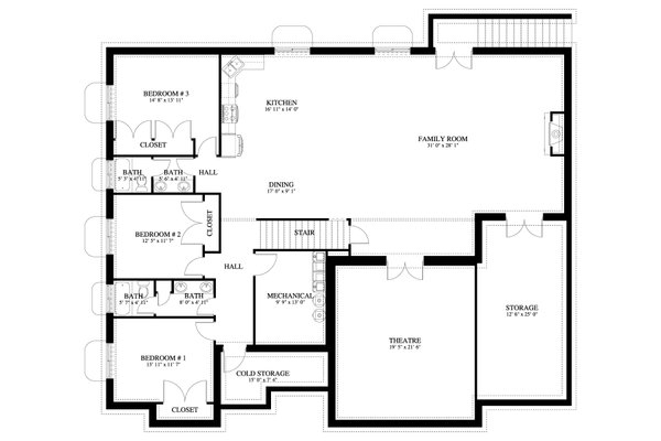 Dream House Plan - Craftsman Floor Plan - Lower Floor Plan #1060-456