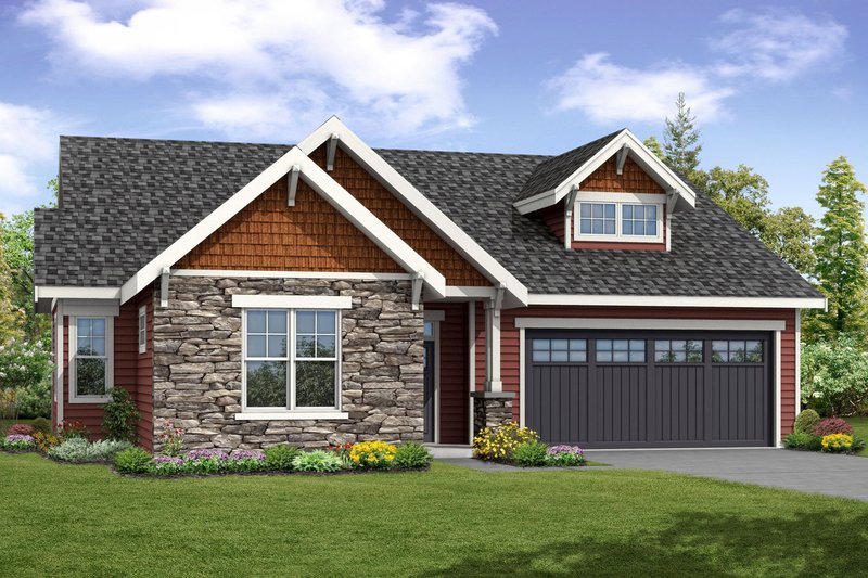 Architectural House Design - Craftsman Exterior - Front Elevation Plan #124-1056