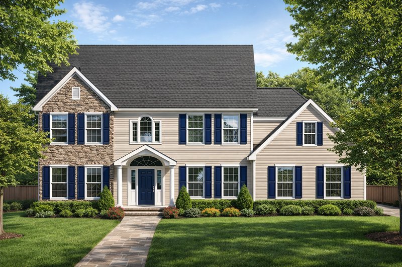 Architectural House Design - Colonial Exterior - Front Elevation Plan #1053-61