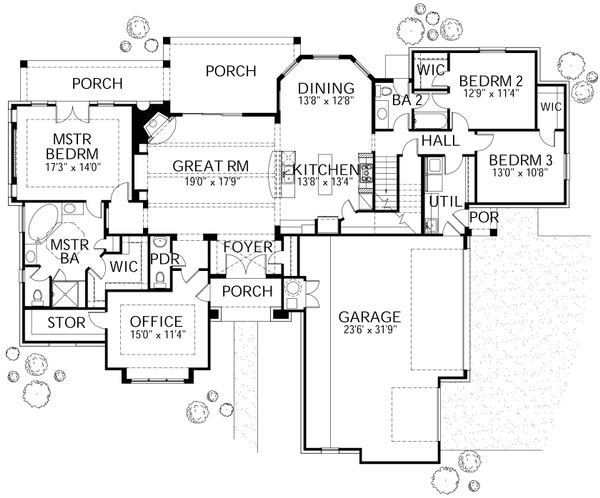 Mediterranean Floor Plan - Main Floor Plan #80-126