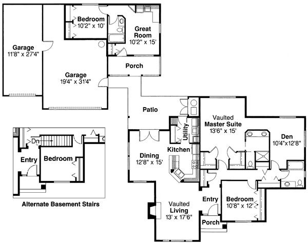 Architectural House Design - Traditional Floor Plan - Main Floor Plan #124-353