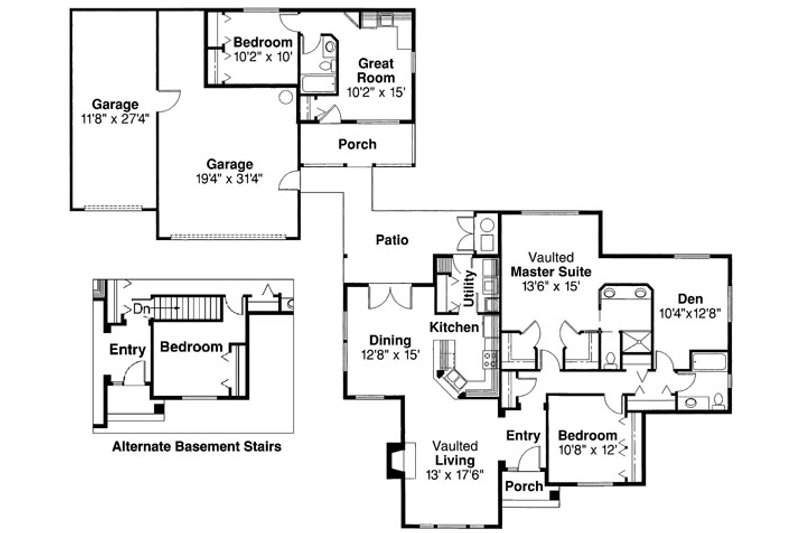 Dream House Plan - Floor Plan - Main Floor 1 for Traditional House Plan #124-353 - 3 bed, 3 bath