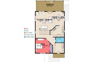 Floor Plan - Main Floor for Cottage House Plan #63-354 - 2 bed, 2 bath