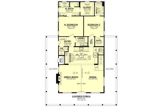 Floor Plan - Main Floor for Barndominium House Plan #430-288 - 4 bed, 3.5 bath