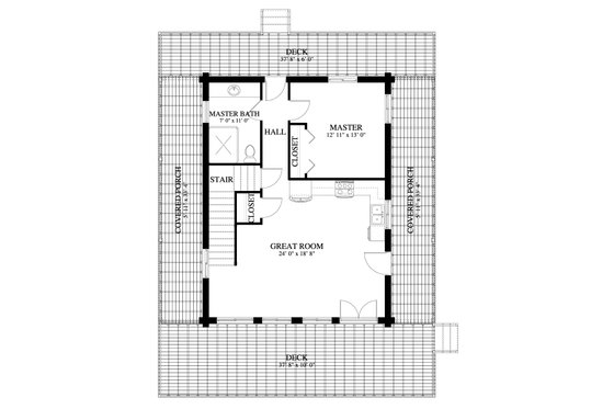 Floor Plan - Main Floor for Log House Plan #1060-413 - 1 bed, 2 bath