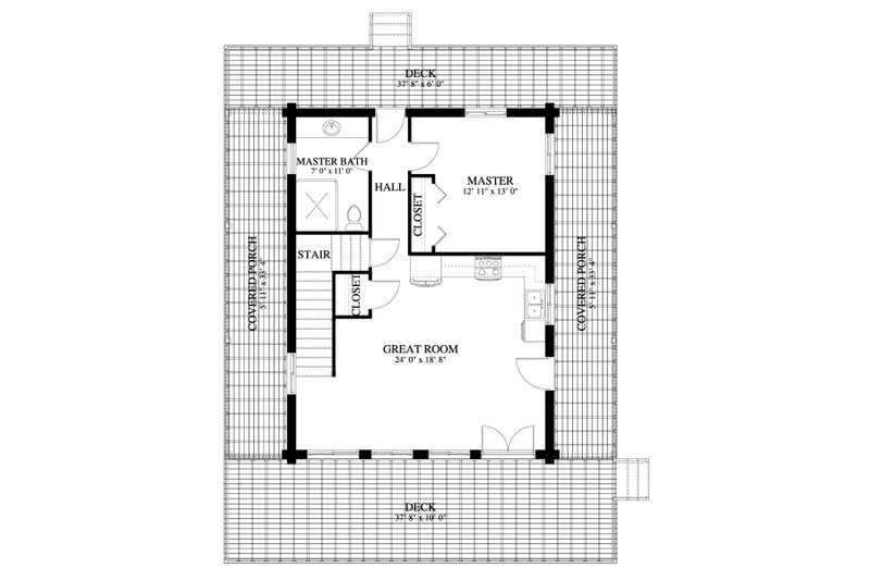 House Design - Floor Plan - Main Floor for Log House Plan #1060-413 - 1 bed, 2 bath