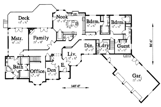 Floor Plan - Main Floor for Traditional House Plan #303-327 - 6 bed, 3.5 bath