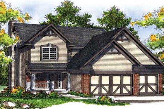 Exterior - Front Elevation for Tudor House Plan #70-895 - 4 bed, 2.5 bath