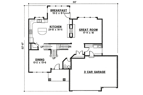 Floor Plan - Main Floor for Traditional House Plan #67-857 - 4 bed, 3 bath