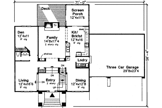 Floor Plan - Main Floor for European House Plan #320-116 - 4 bed, 2.5 bath