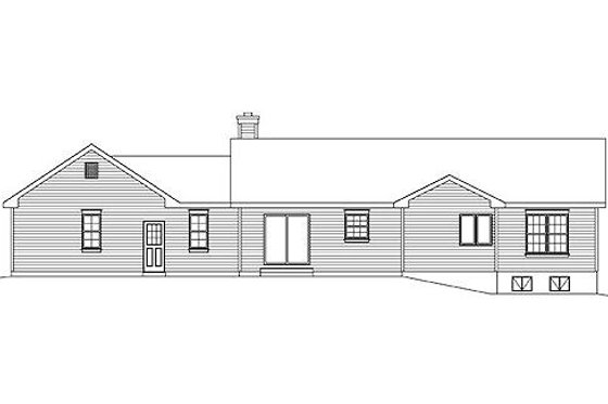 Exterior - Rear Elevation for Ranch House Plan #22-544 - 3 bed, 2 bath