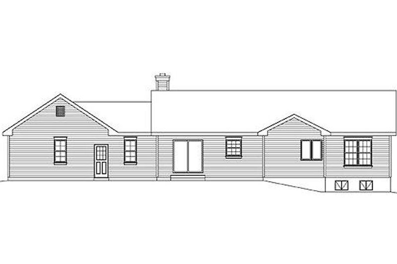 Home Plan - Exterior - Rear Elevation for Ranch House Plan #22-544 - 3 bed, 2 bath