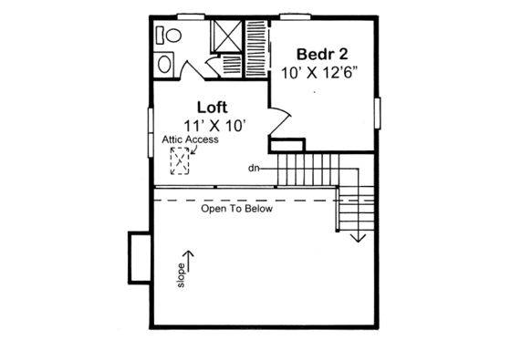 Floor Plan - Upper Floor for Contemporary House Plan #312-239 - 2 bed, 2 bath
