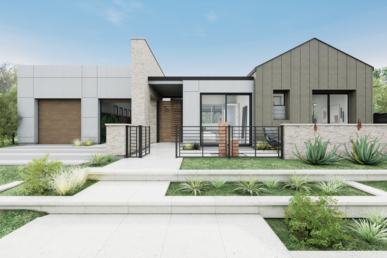 Exterior - Front Elevation 6 for Modern House Plan #1087-2 - 3 bed, 2.5 bath