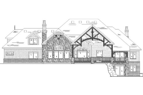 Exterior - Rear Elevation for European House Plan #5-439 - 7 bed, 5 bath