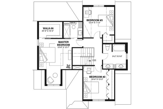 Floor Plan - Upper Floor for Farmhouse House Plan #23-2793 - 3 bed, 2.5 bath