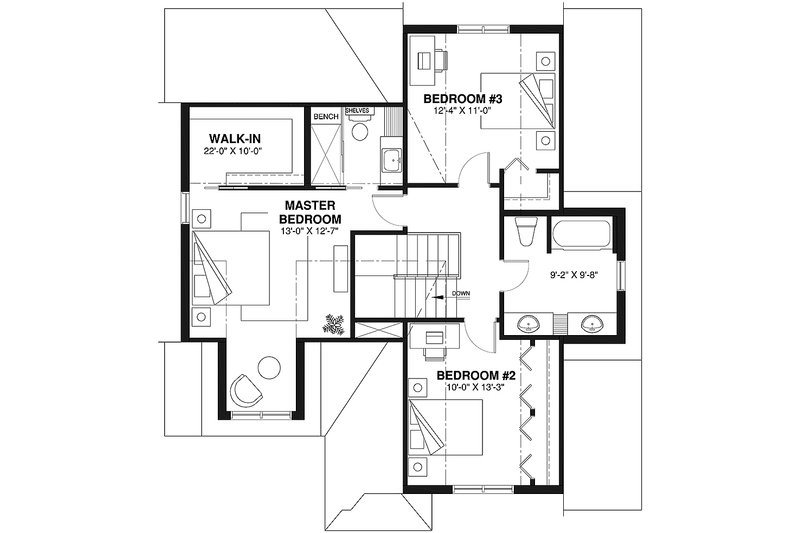 Dream House Plan - Floor Plan - Upper Floor for Farmhouse House Plan #23-2793 - 3 bed, 2.5 bath