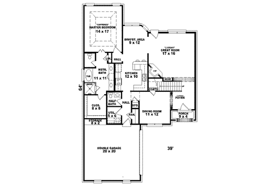 Floor Plan - Main Floor for European House Plan #81-752 - 3 bed, 2.5 bath
