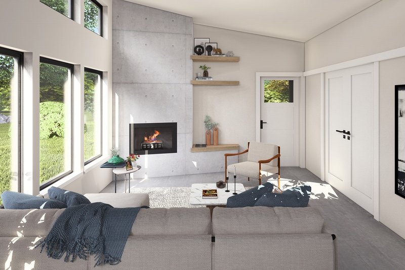 Dream House Plan - Interior - Family Room for Modern House Plan #1105-1 - 1 bed, 1 bath