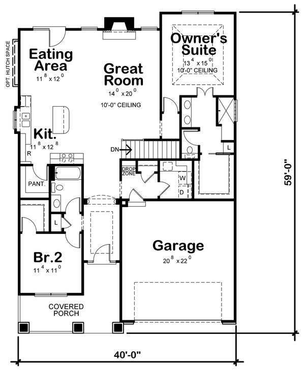 Architectural House Design - Ranch Floor Plan - Main Floor Plan #20-2313