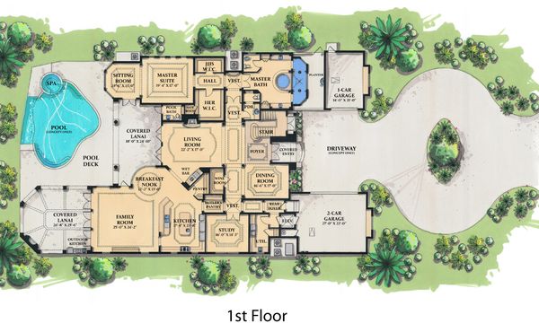 Mediterranean Floor Plan - Main Floor Plan #548-4