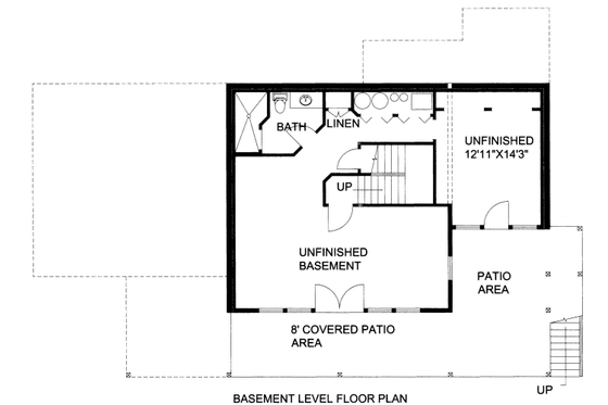 Floor Plan - Lower Floor for Bungalow House Plan #117-670 - 3 bed, 3.5 bath