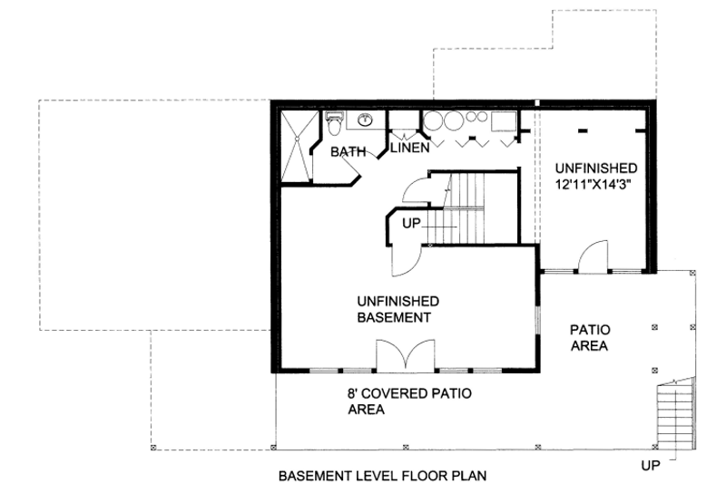 House Blueprint - Floor Plan - Lower Floor for Bungalow House Plan #117-670 - 3 bed, 3.5 bath
