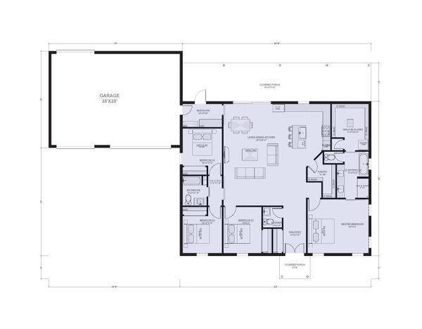 Barndominium Floor Plan - Main Floor Plan #1107-7