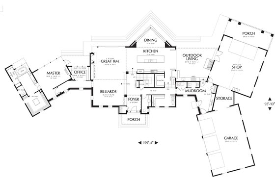 Floor Plan - Main Floor for Modern House Plan #48-468 - 4 bed, 5.5 bath