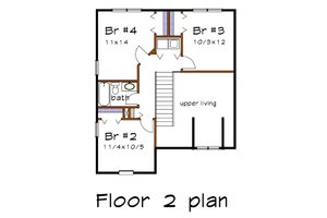 Floor Plan - Upper Floor for Farmhouse House Plan #79-343 - 4 bed, 2.5 bath