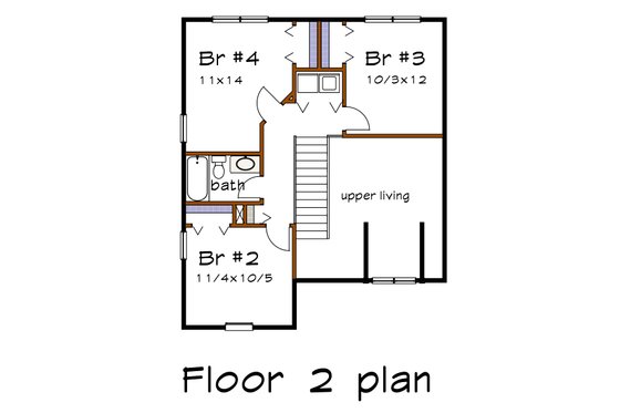 Floor Plan - Upper Floor for Farmhouse House Plan #79-343 - 4 bed, 2.5 bath